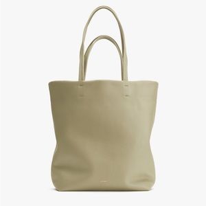 CUYANA | Tall Easy Zipper Tote in Sage - Pebbled Leather